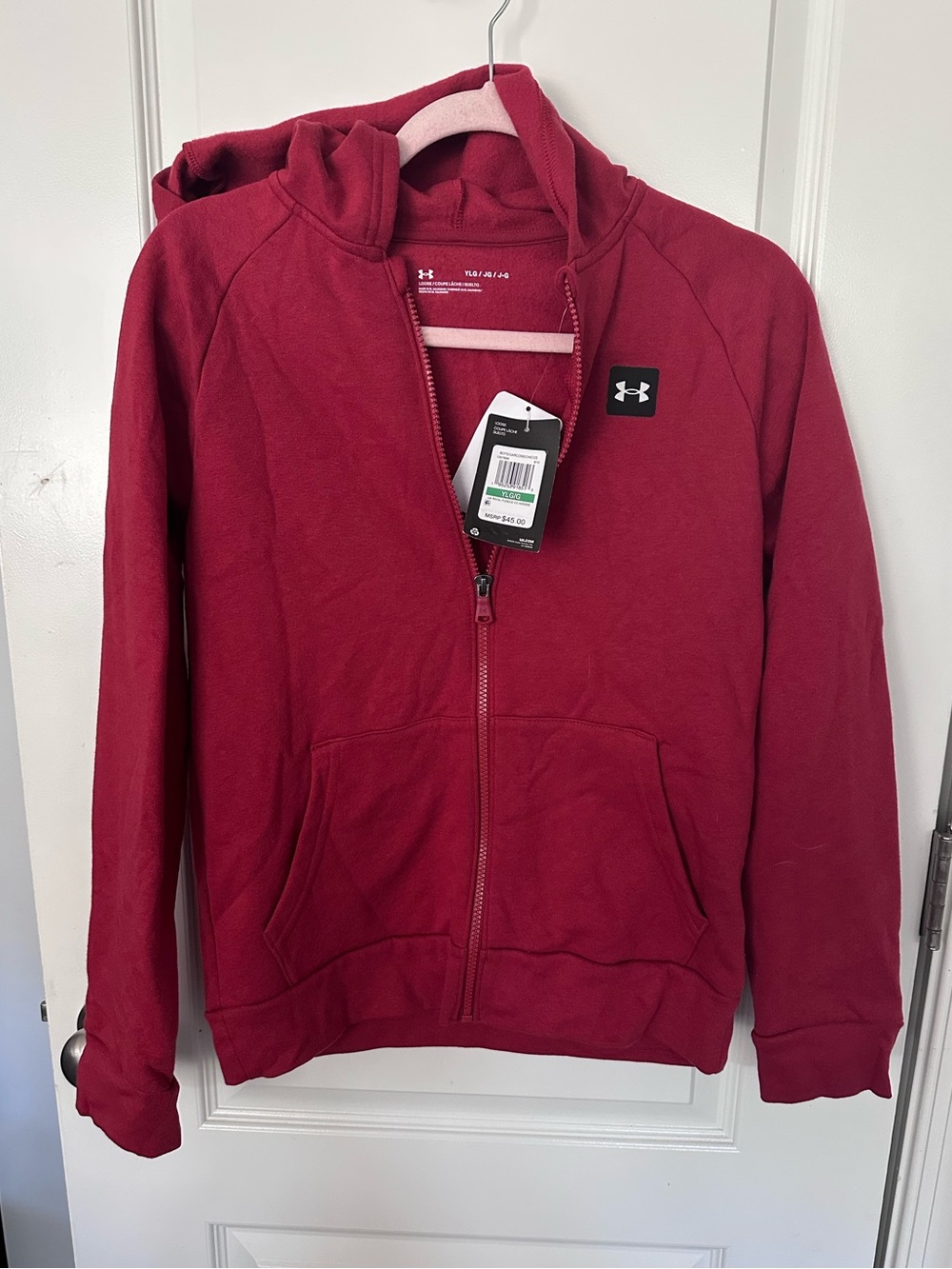 Under Armor Red Rival Fleece Zip Hoodie - Youth Large